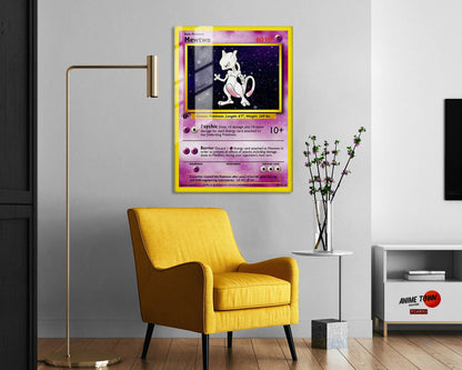 Anime Town Creations Metal Poster Pokemon Mewtwo Card 5" x 7" Home Goods - Anime Pokemon Metal Poster