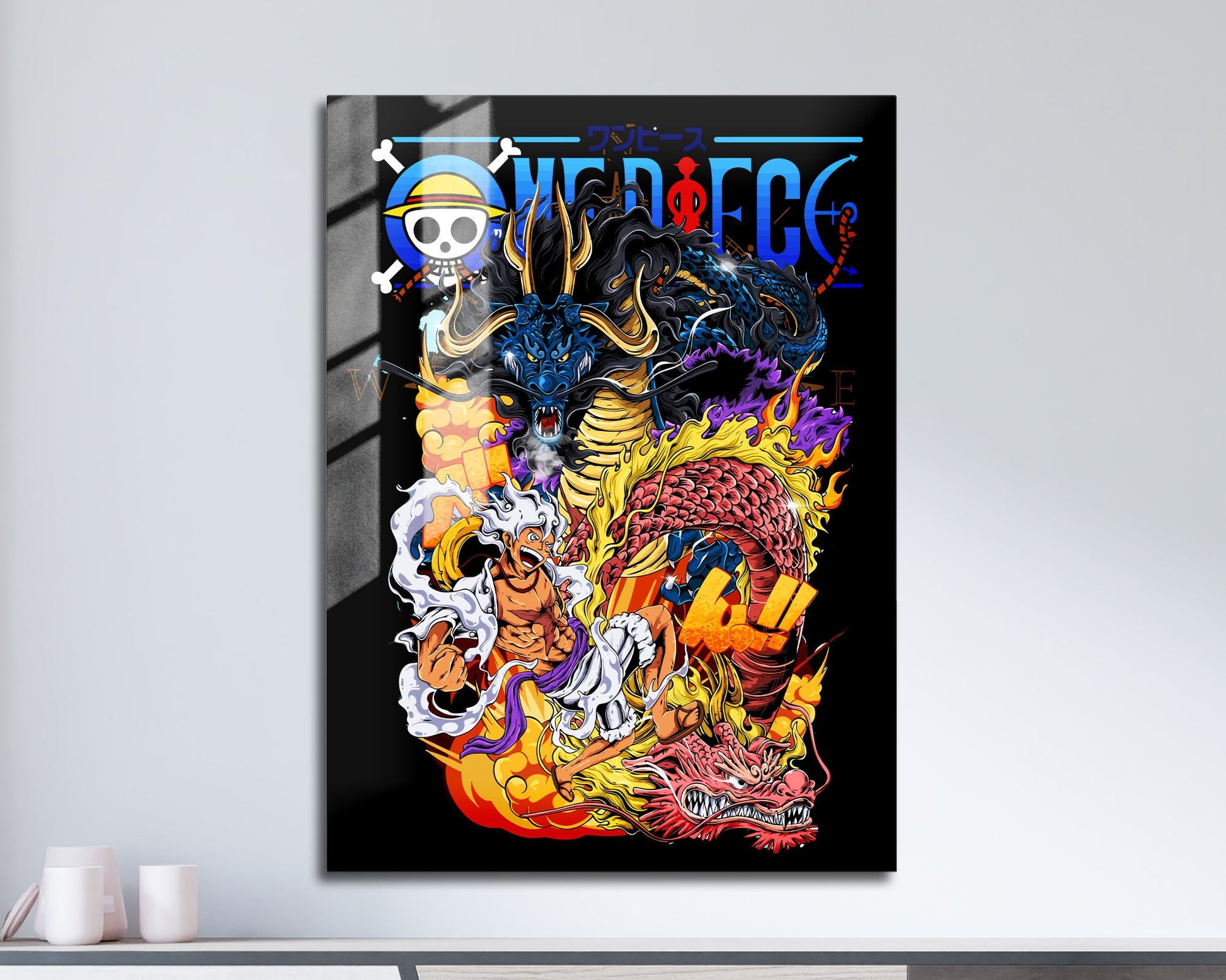 Anime Town Creations Metal Poster One Piece Luffy Gear 5 Kaido Ultra 11" x 17" Home Goods - Anime One Piece Metal Poster