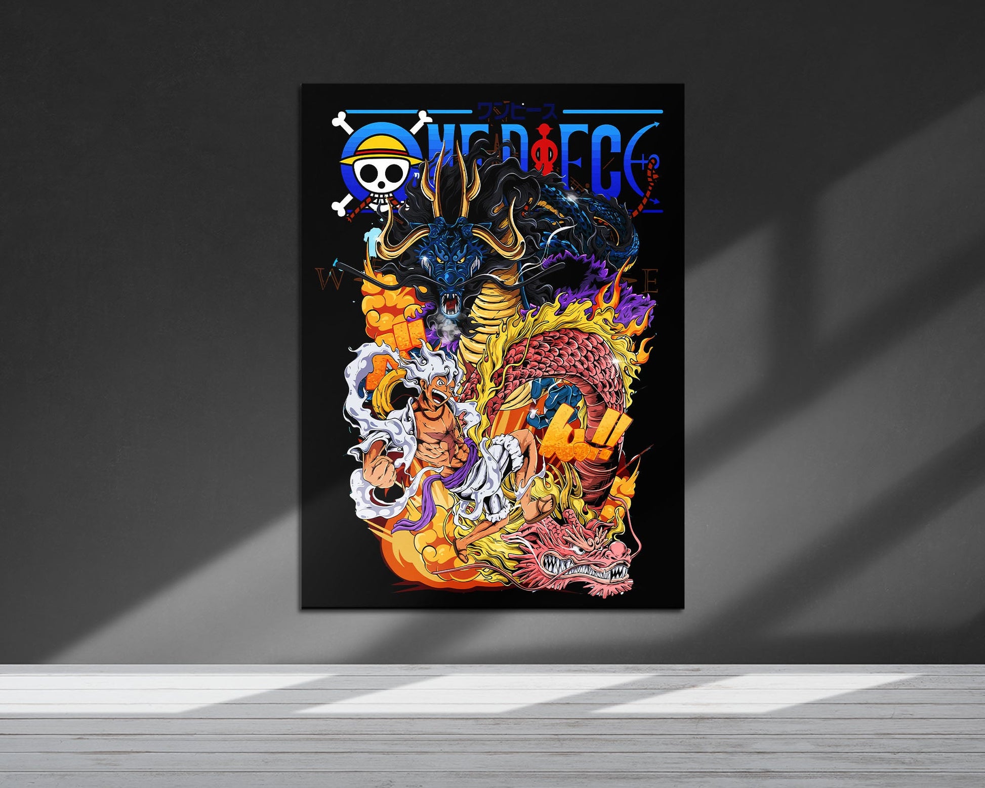 Anime Town Creations Metal Poster One Piece Luffy Gear 5 Kaido Ultra 24" x 36" Home Goods - Anime One Piece Metal Poster