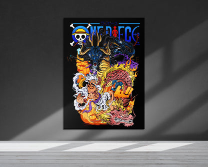 Anime Town Creations Metal Poster One Piece Luffy Gear 5 Kaido Ultra 24" x 36" Home Goods - Anime One Piece Metal Poster