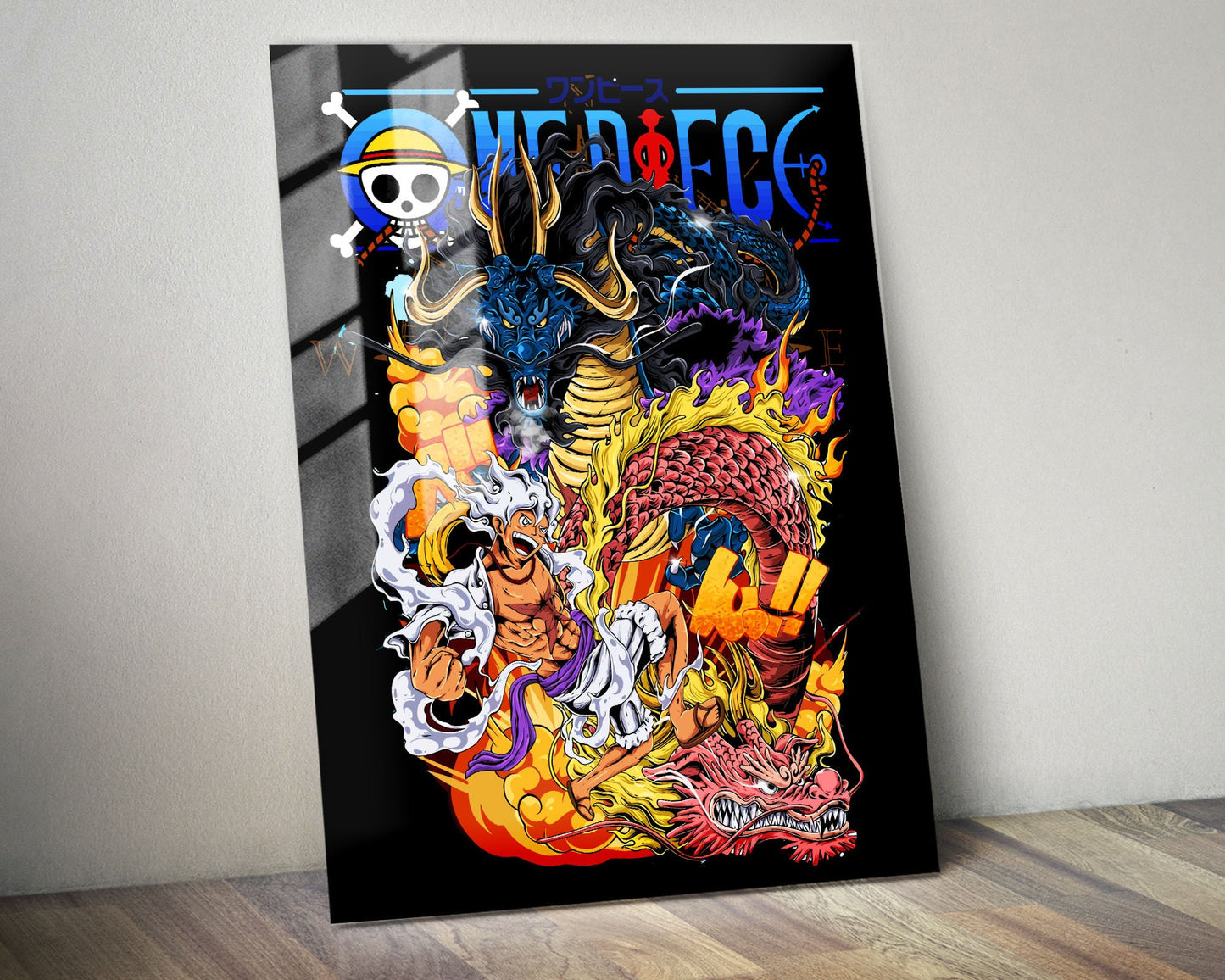 Anime Town Creations Metal Poster One Piece Luffy Gear 5 Kaido Ultra 24" x 36" Home Goods - Anime One Piece Metal Poster
