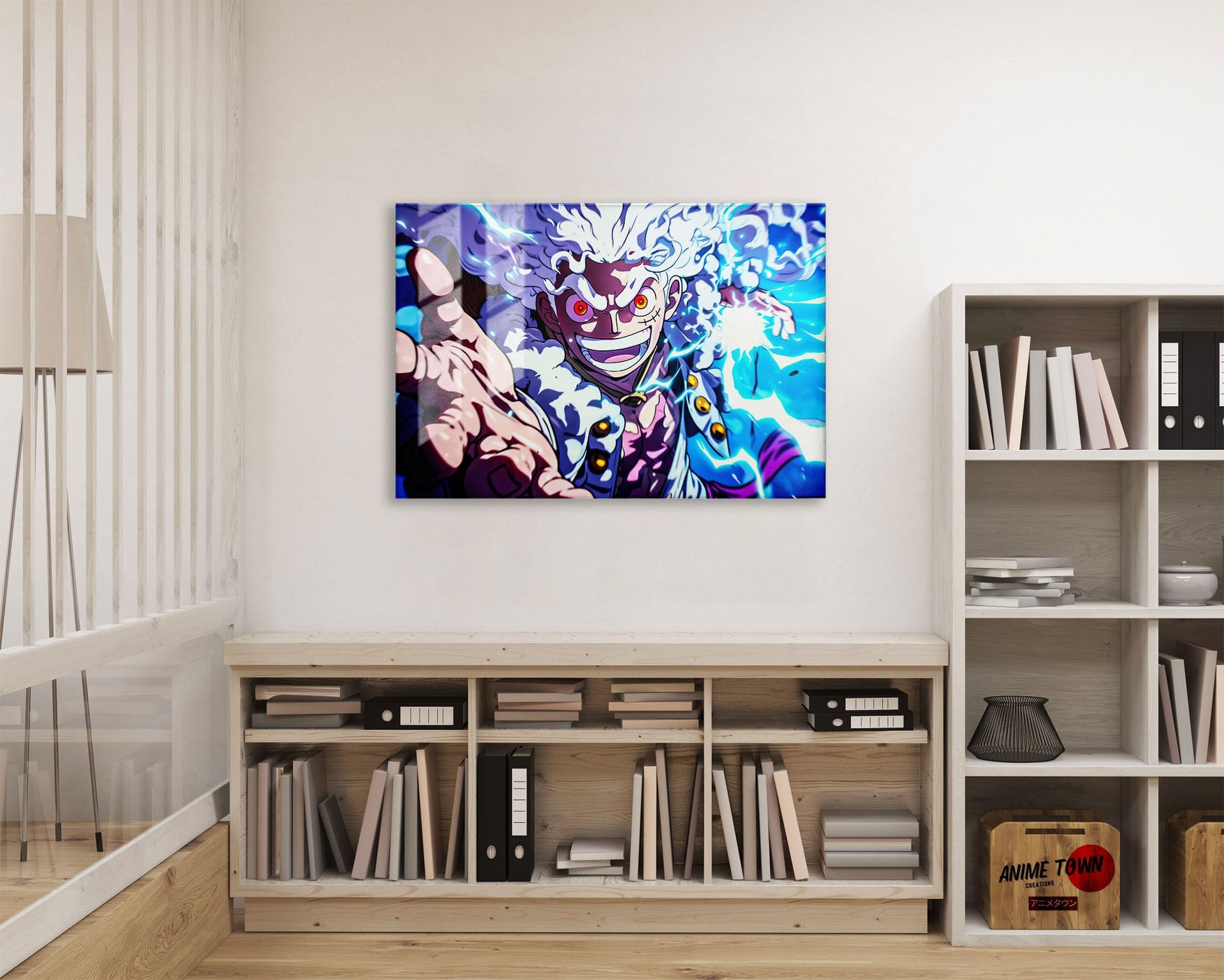 Anime Town Creations Metal Poster Landscape One Piece Luffy Gear 5 Joyboy 24" x 16" Home Goods - Anime One Piece Metal Poster