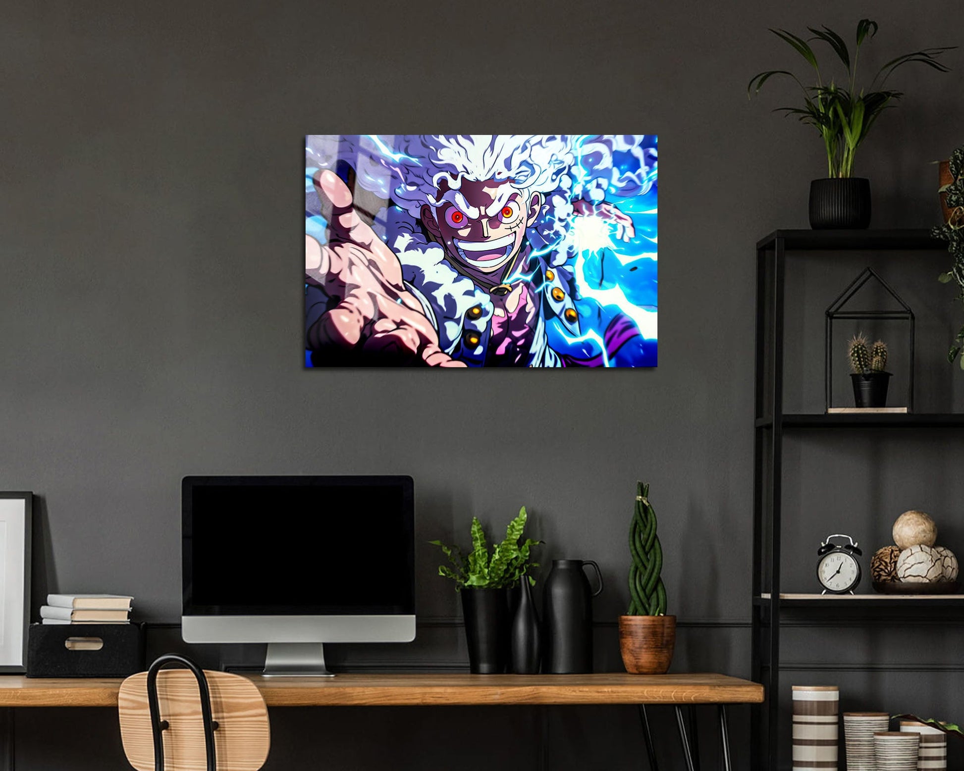 Anime Town Creations Metal Poster Landscape One Piece Luffy Gear 5 Joyboy 24" x 16" Home Goods - Anime One Piece Metal Poster