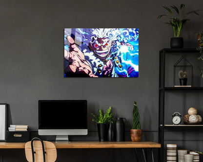 Anime Town Creations Metal Poster Landscape One Piece Luffy Gear 5 Joyboy 24" x 16" Home Goods - Anime One Piece Metal Poster
