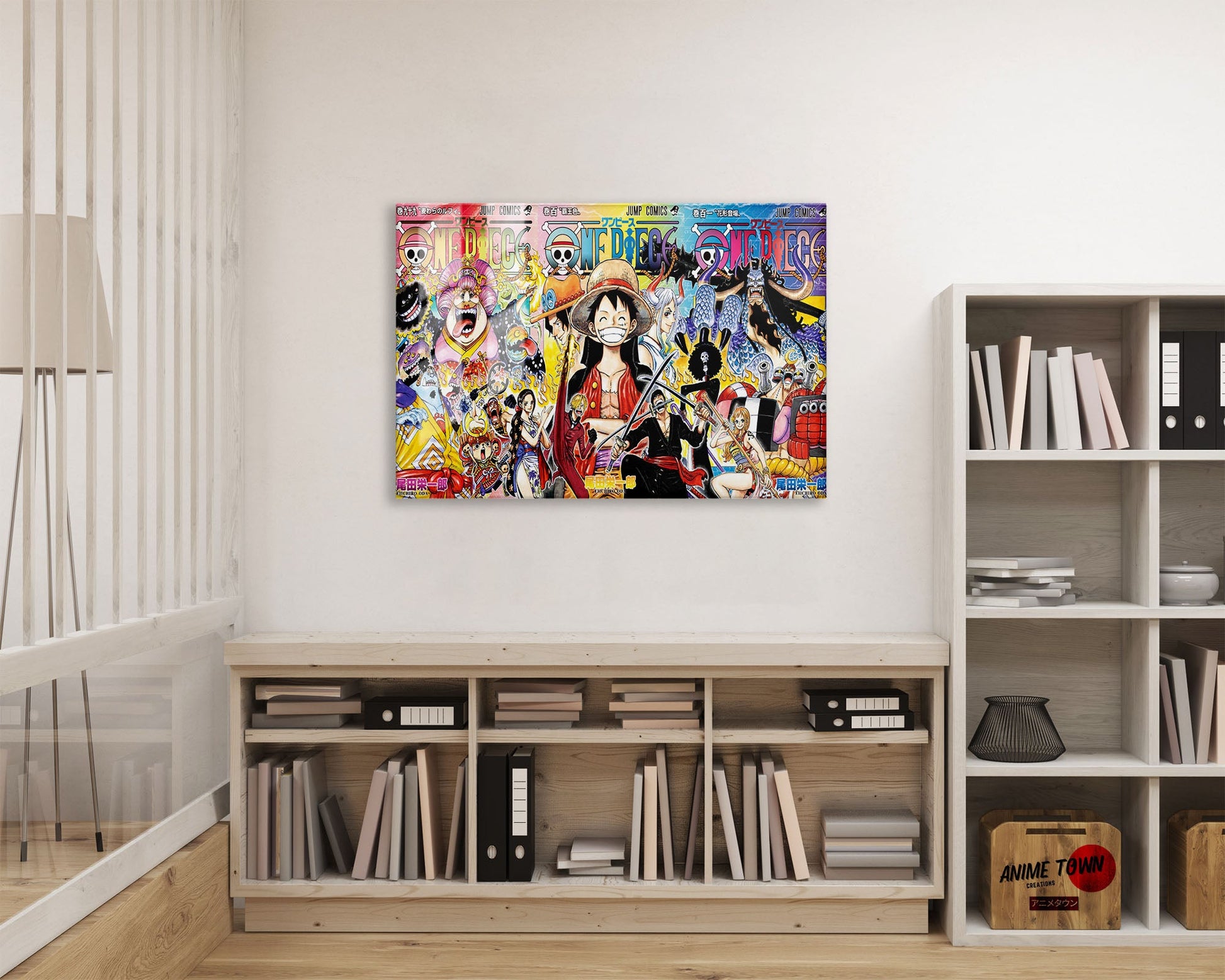Anime Town Creations Metal Poster Landscape One Piece Managa Cover Collage 24" x 16" Home Goods - Anime One Piece Metal Poster