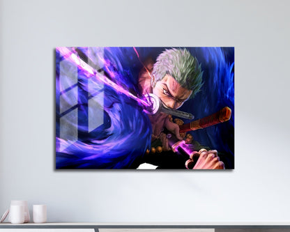 Anime Town Creations Metal Poster Landscape One Piece Zoro Katana 17" x 11" Home Goods - Anime One Piece Metal Poster