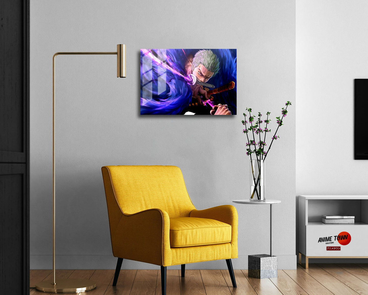 Anime Town Creations Metal Poster Landscape One Piece Zoro Katana 17" x 11" Home Goods - Anime One Piece Metal Poster