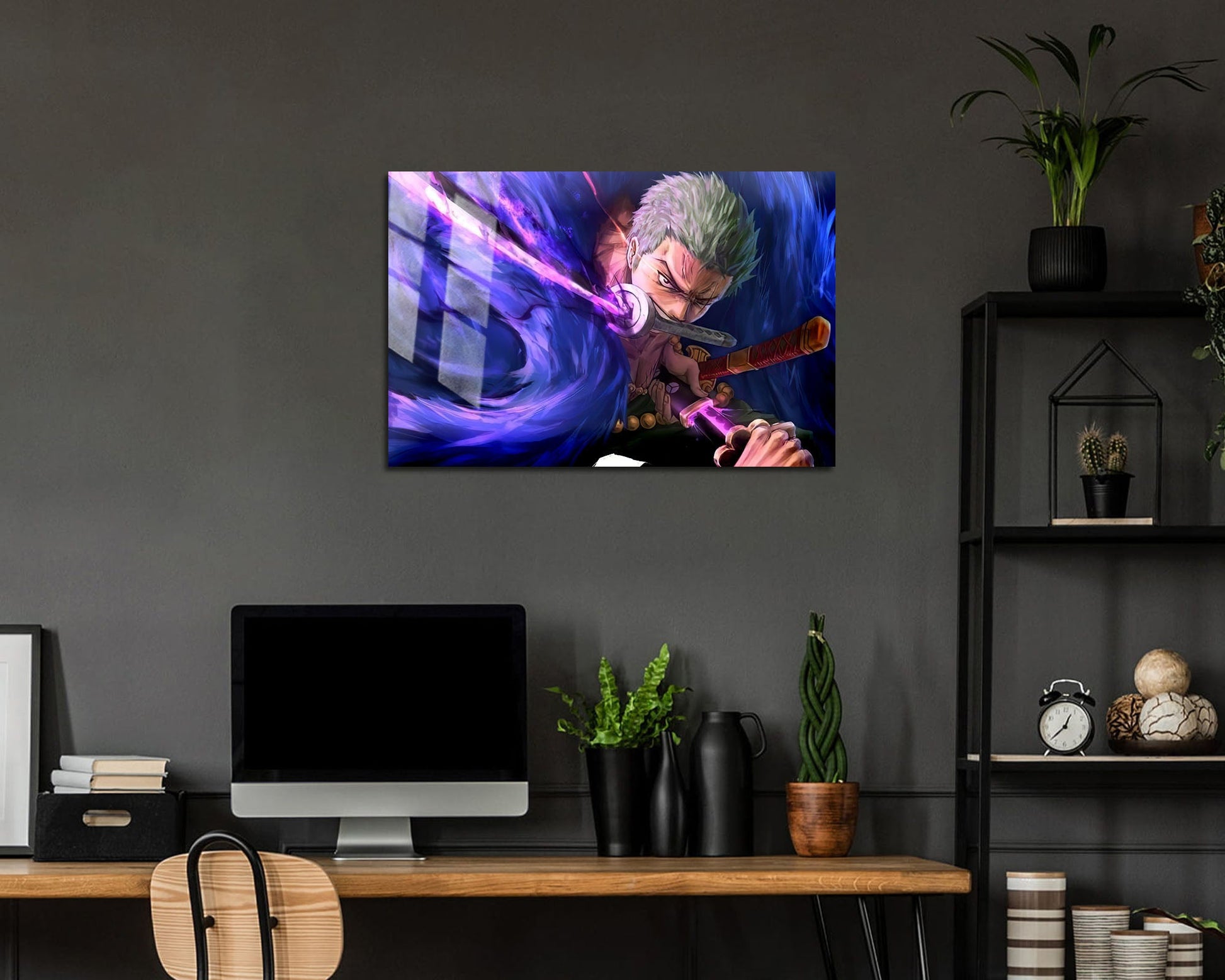 Anime Town Creations Metal Poster Landscape One Piece Zoro Katana 24" x 16" Home Goods - Anime One Piece Metal Poster