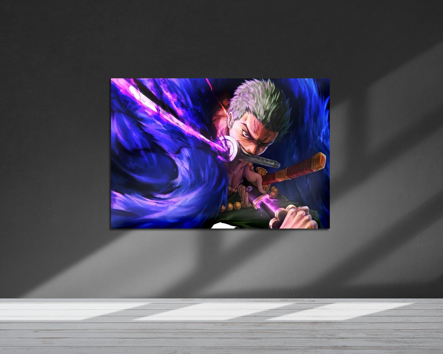 Anime Town Creations Metal Poster Landscape One Piece Zoro Katana 36" x 24" Home Goods - Anime One Piece Metal Poster