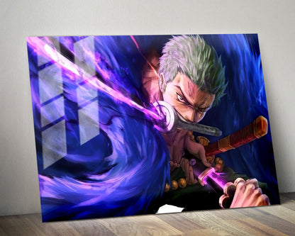 Anime Town Creations Metal Poster Landscape One Piece Zoro Katana 36" x 24" Home Goods - Anime One Piece Metal Poster