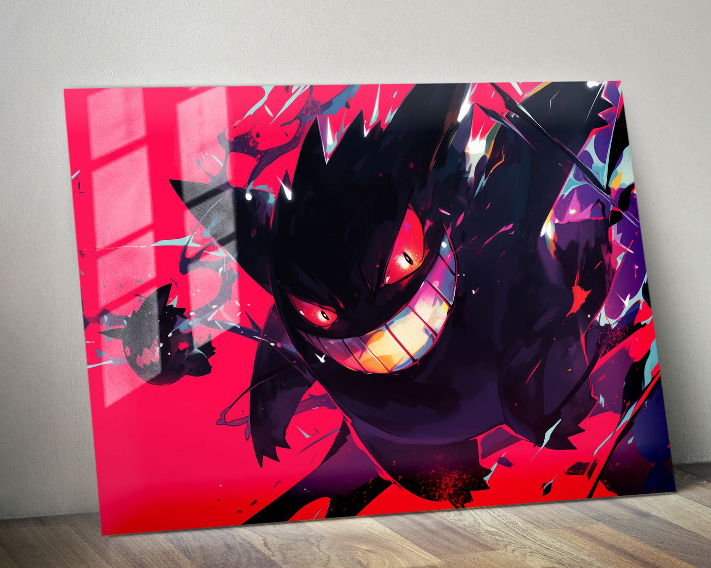 Anime Town Creations Metal Poster Landscape Pokemon Gengar Flames 36" x 24" Home Goods - Anime Pokemon Metal Poster