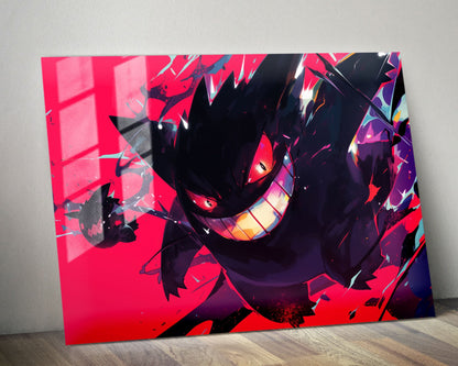 Anime Town Creations Metal Poster Landscape Pokemon Gengar Flames 36" x 24" Home Goods - Anime Pokemon Metal Poster