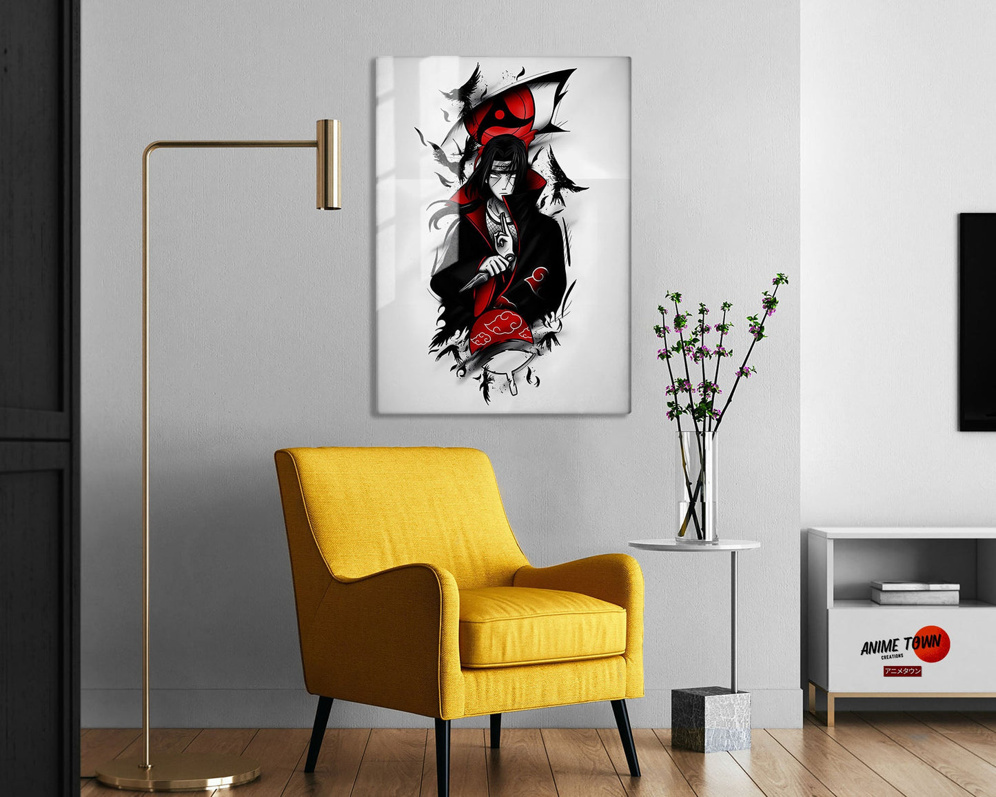 Anime Town Creations Metal Poster Naruto Minimalist Itachi Sharingan 5" x 7" Home Goods - Anime Naruto Metal Poster