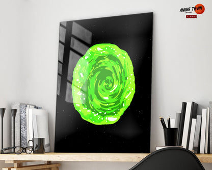 Anime Town Creations Metal Poster Rick and Morty Green Portal 11" x 17" Home Goods - Anime Rick and Morty Metal Poster