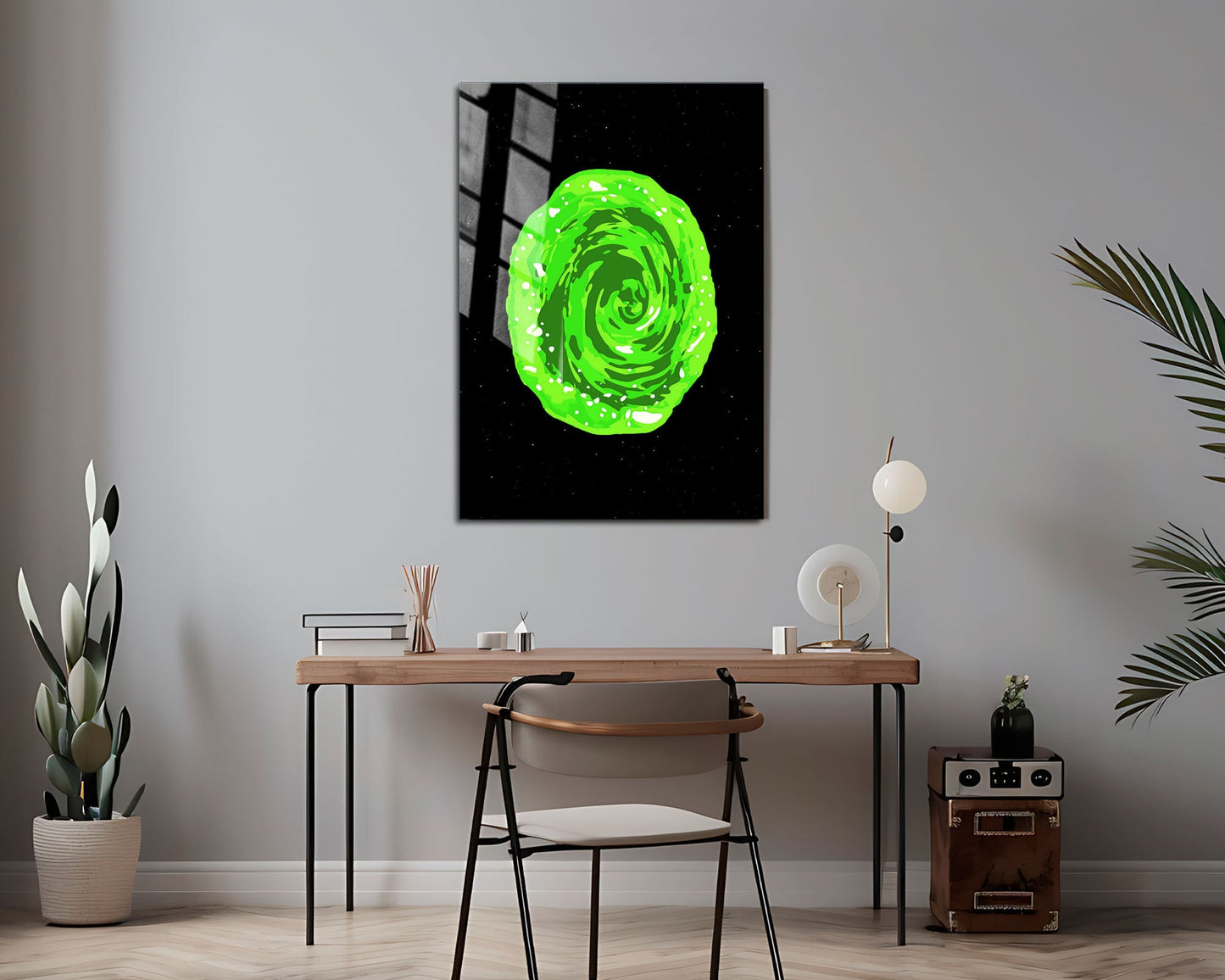 Anime Town Creations Metal Poster Rick and Morty Green Portal 16" x 24" Home Goods - Anime Rick and Morty Metal Poster