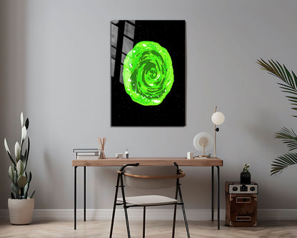 Anime Town Creations Metal Poster Rick and Morty Green Portal 16" x 24" Home Goods - Anime Rick and Morty Metal Poster