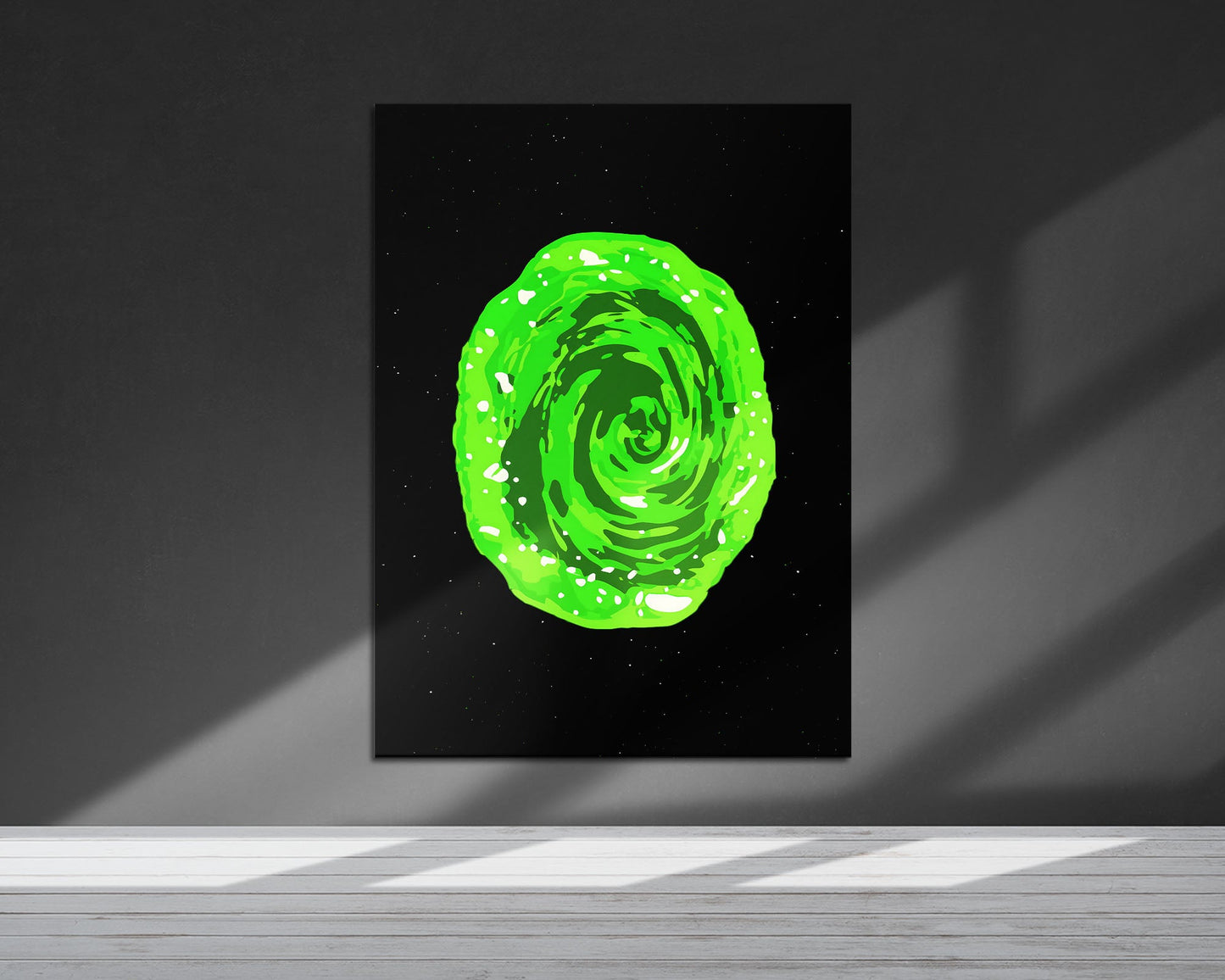 Anime Town Creations Metal Poster Rick and Morty Green Portal 24" x 36" Home Goods - Anime Rick and Morty Metal Poster