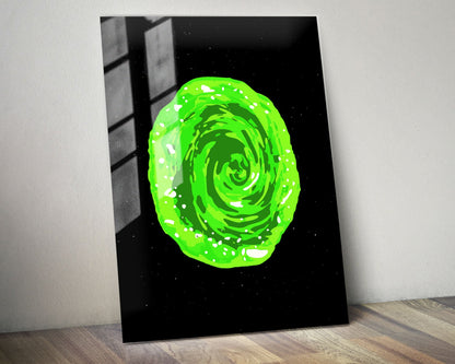 Anime Town Creations Metal Poster Rick and Morty Green Portal 24" x 36" Home Goods - Anime Rick and Morty Metal Poster
