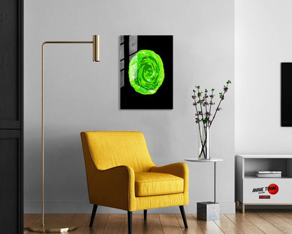 Anime Town Creations Metal Poster Rick and Morty Green Portal 5" x 7" Home Goods - Anime Rick and Morty Metal Poster