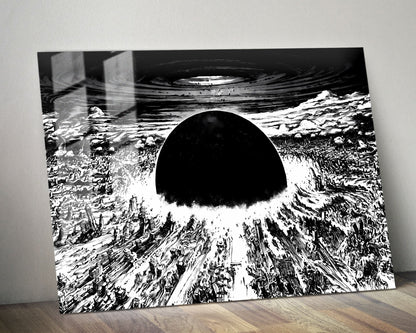 Anime Town Creations Metal Poster Landscape Akira Neo Tokyo Explosion 36" x 24" Home Goods - Anime Akira Metal Poster