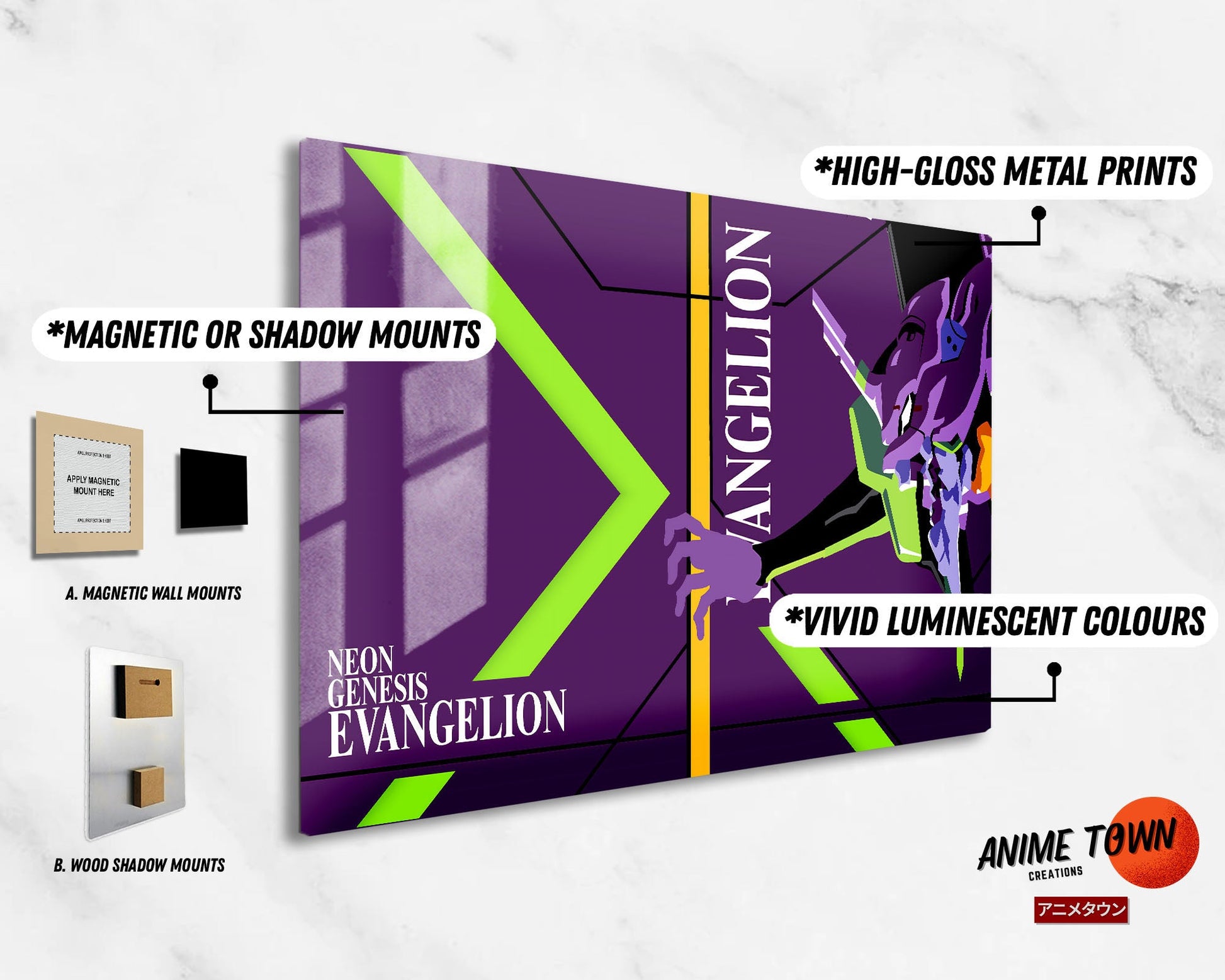 Anime Town Creations Metal Poster Landscape Neon Genesis Evangelion Unit 1 17" x 11" Home Goods - Anime Neon Evangelion Genesis Metal Poster