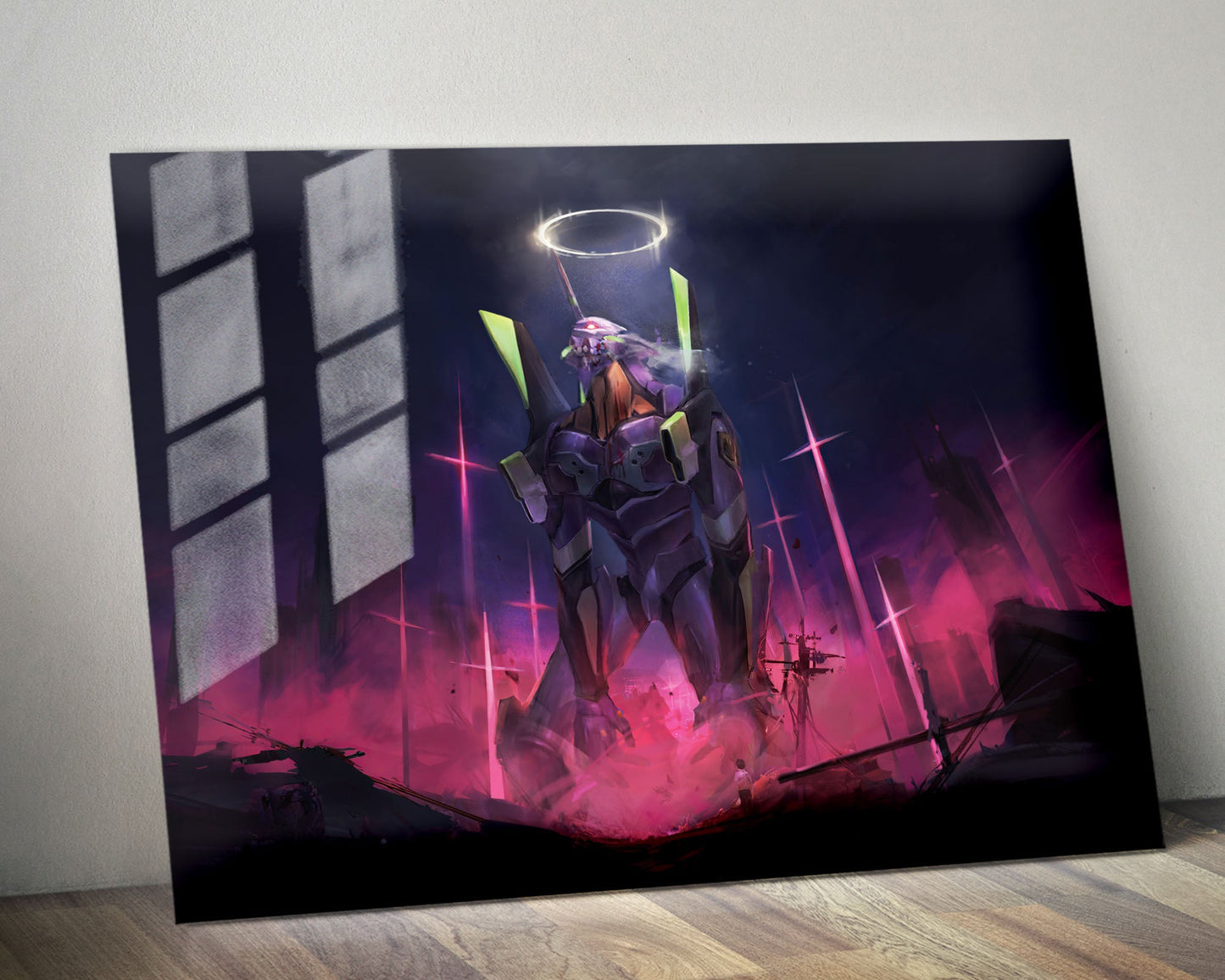 Anime Town Creations Metal Poster Landscape Neon Evangelion Genesis Unit 01 36" x 24" Home Goods - Anime Neon Evangelion Genesis Metal Poster