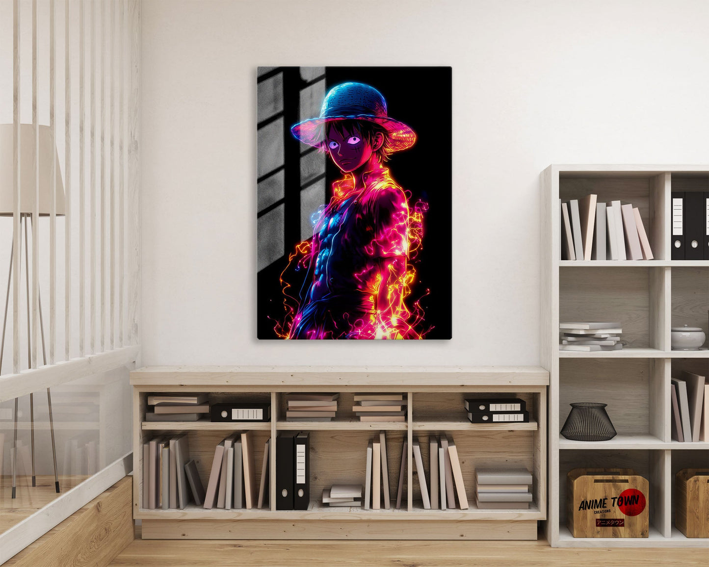 Anime Town Creations Metal Poster One Piece Neon Luffy 16" x 24" Home Goods - Anime One Piece Metal Poster