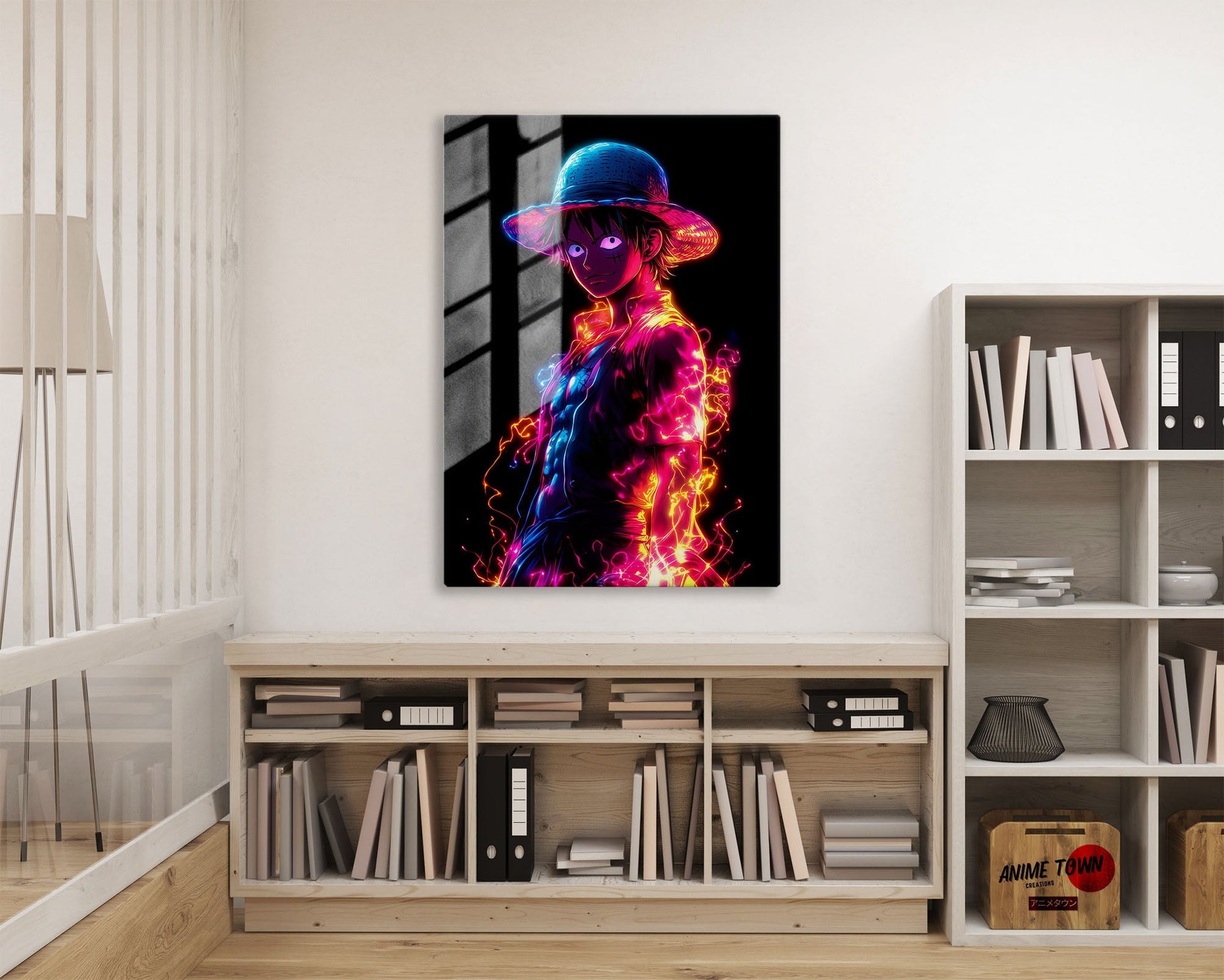Anime Town Creations Metal Poster One Piece Neon Luffy 16" x 24" Home Goods - Anime One Piece Metal Poster