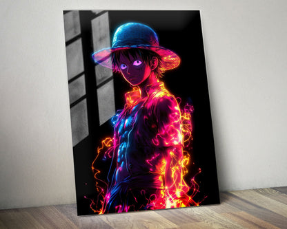Anime Town Creations Metal Poster One Piece Neon Luffy 11" x 14" Home Goods - Anime One Piece Metal Poster