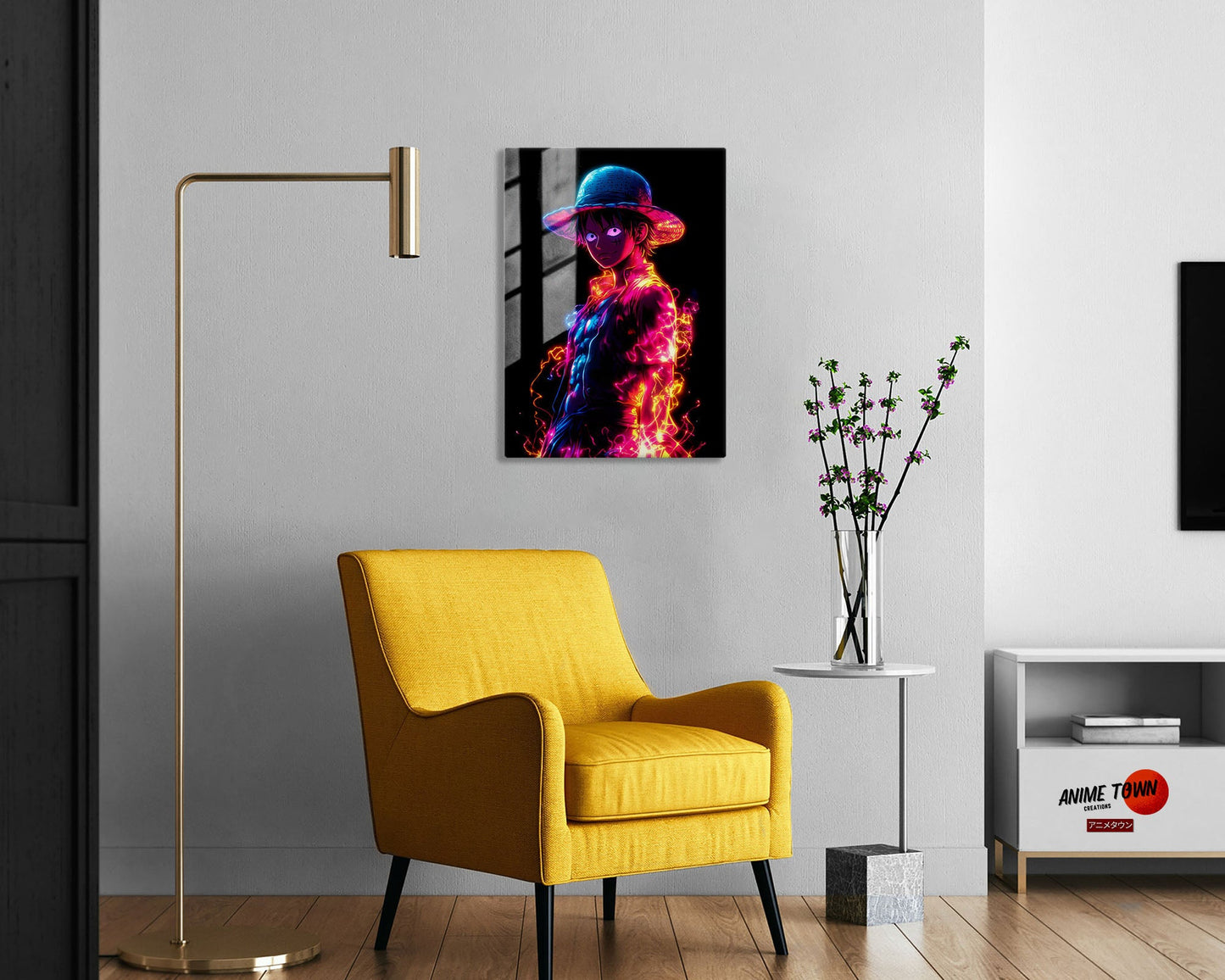 Anime Town Creations Metal Poster One Piece Neon Luffy 11" x 14" Home Goods - Anime One Piece Metal Poster