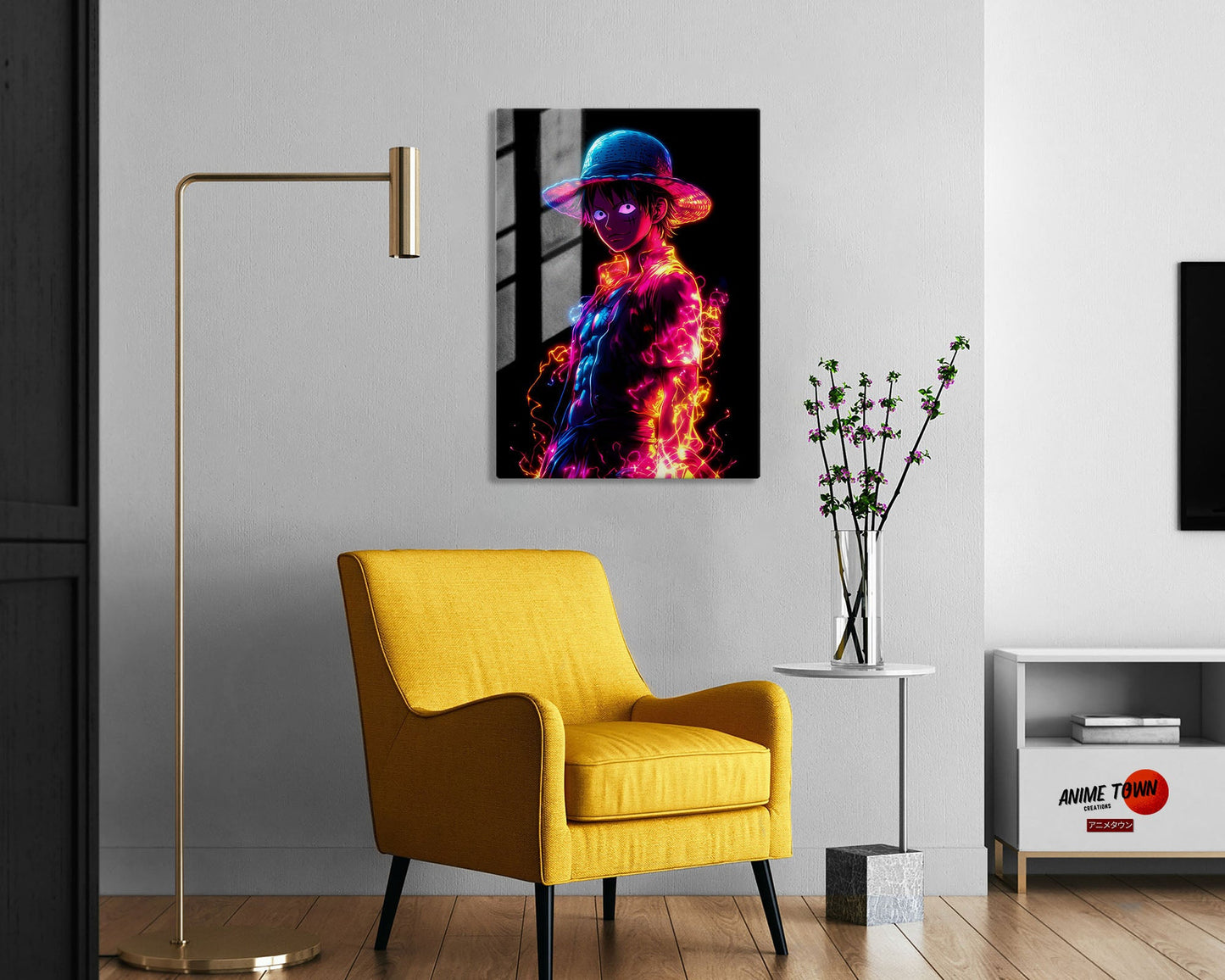 Anime Town Creations Metal Poster One Piece Neon Luffy 11" x 14" Home Goods - Anime One Piece Metal Poster