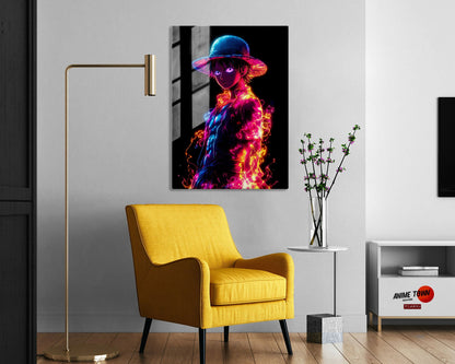 Anime Town Creations Metal Poster One Piece Neon Luffy 11" x 14" Home Goods - Anime One Piece Metal Poster