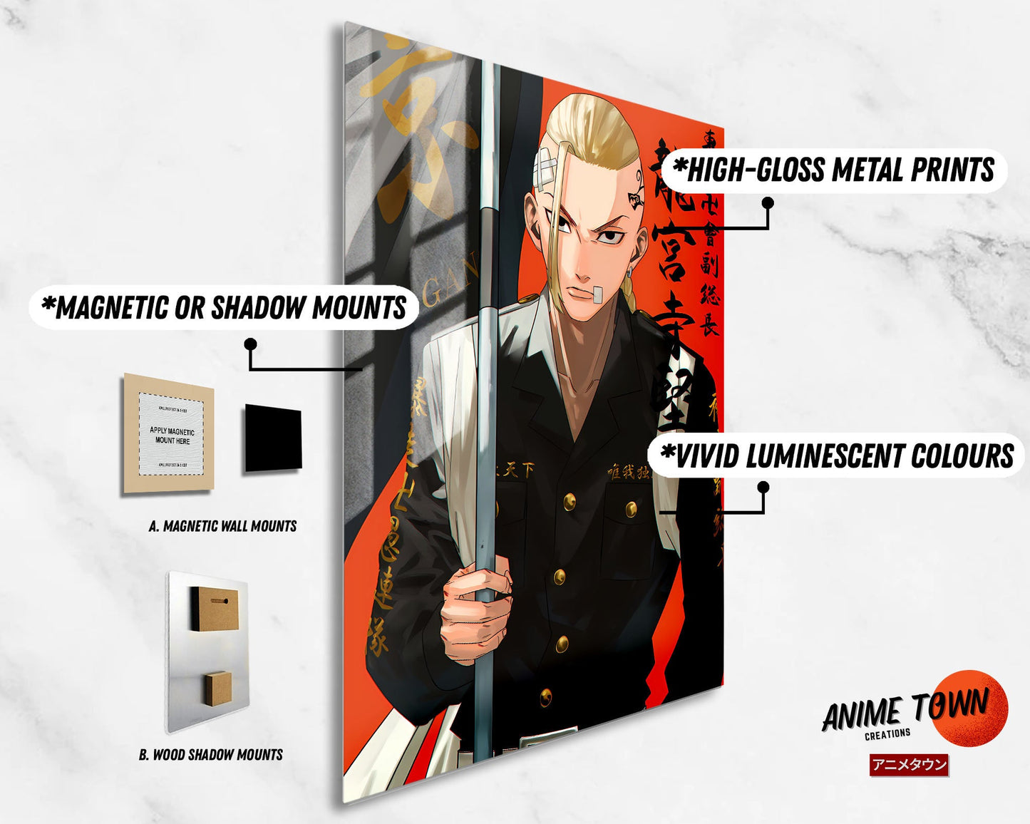 Anime Town Creations Metal Poster Tokyo Revengers Ken Ryuguji 11" x 17" Home Goods - Anime Tokyo Revengers Metal Poster