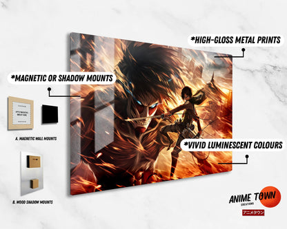 Anime Town Creations Metal Poster Landscape Attack on Titan Eren Yeager 17" x 11" Home Goods - Anime Attack on Titan Metal Poster