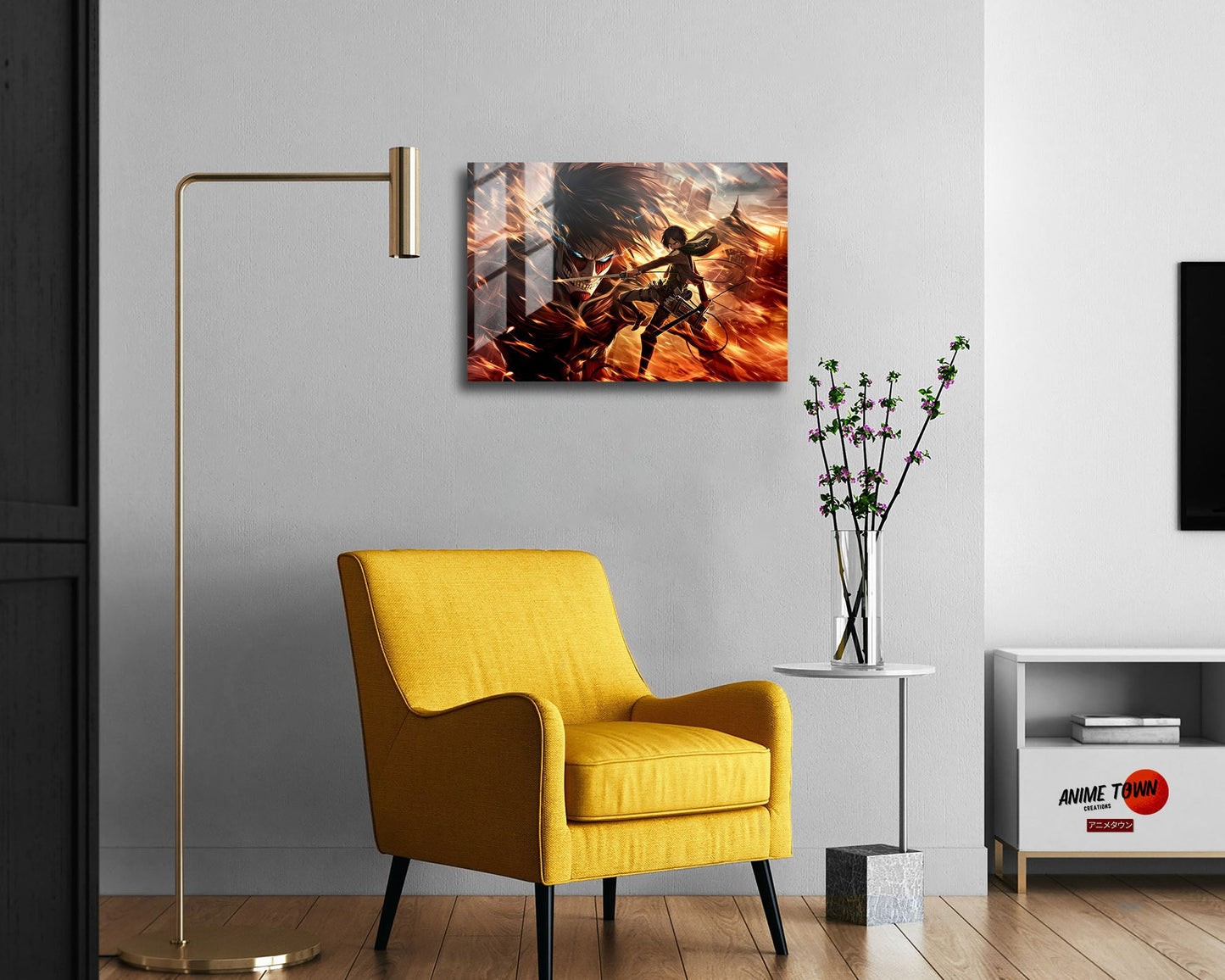 Anime Town Creations Metal Poster Landscape Attack on Titan Eren Yeager 24" x 16" Home Goods - Anime Attack on Titan Metal Poster