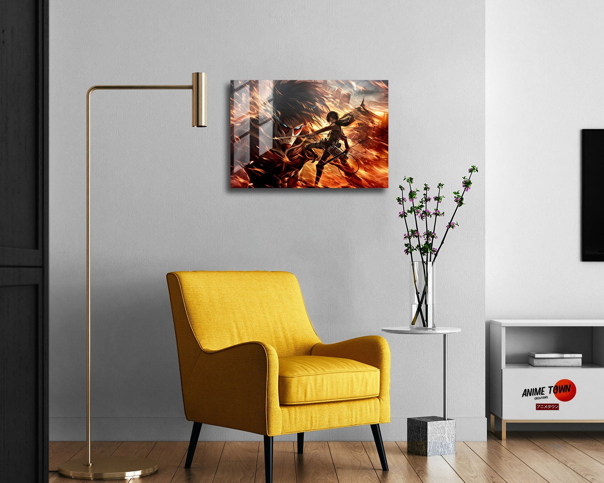 Anime Town Creations Metal Poster Landscape Attack on Titan Eren Yeager 24" x 16" Home Goods - Anime Attack on Titan Metal Poster
