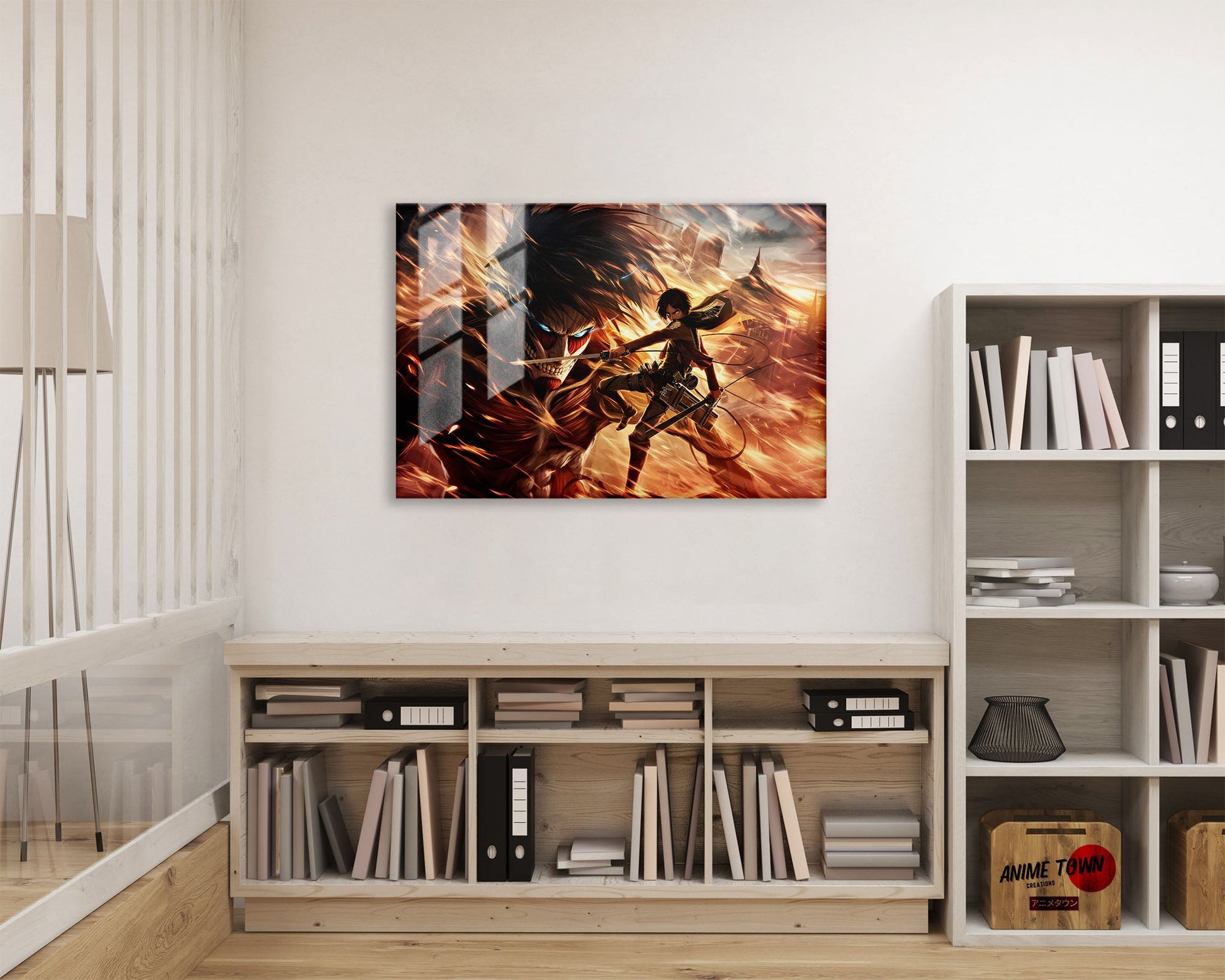 Anime Town Creations Metal Poster Landscape Attack on Titan Eren Yeager 24" x 16" Home Goods - Anime Attack on Titan Metal Poster