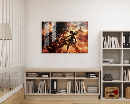 Anime Town Creations Metal Poster Landscape Attack on Titan Eren Yeager 24" x 16" Home Goods - Anime Attack on Titan Metal Poster