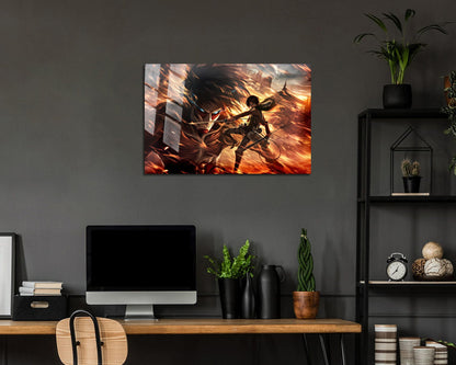 Anime Town Creations Metal Poster Landscape Attack on Titan Eren Yeager 36" x 24" Home Goods - Anime Attack on Titan Metal Poster