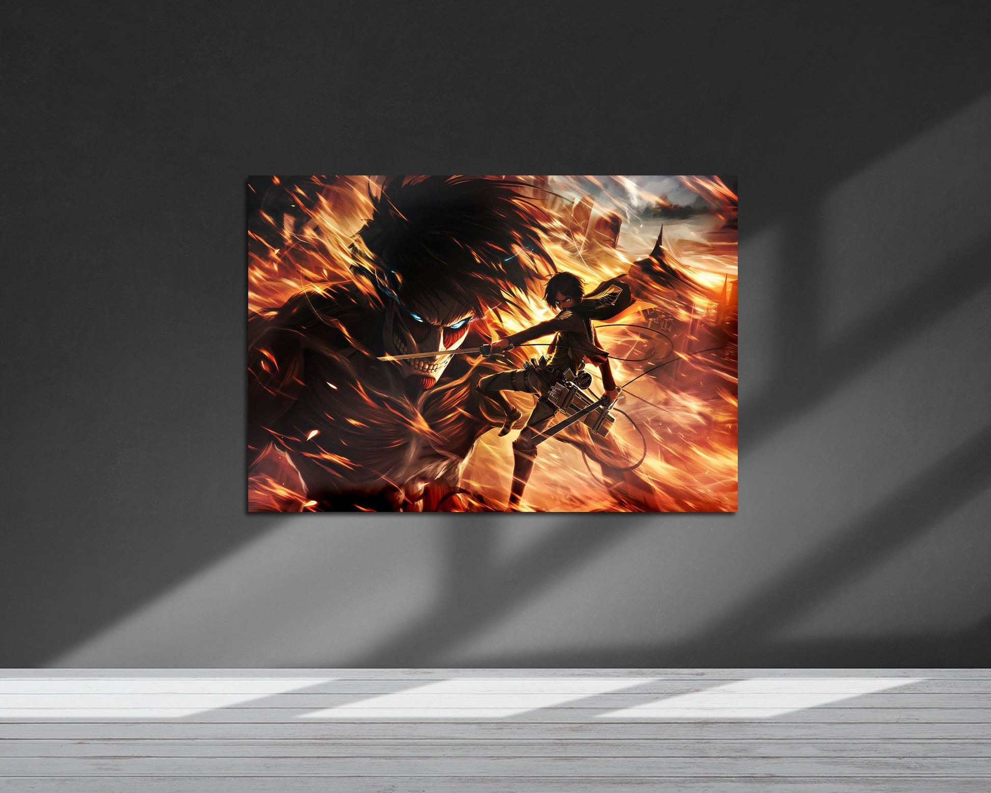 Anime Town Creations Metal Poster Landscape Attack on Titan Eren Yeager 7" x 5" Home Goods - Anime Attack on Titan Metal Poster