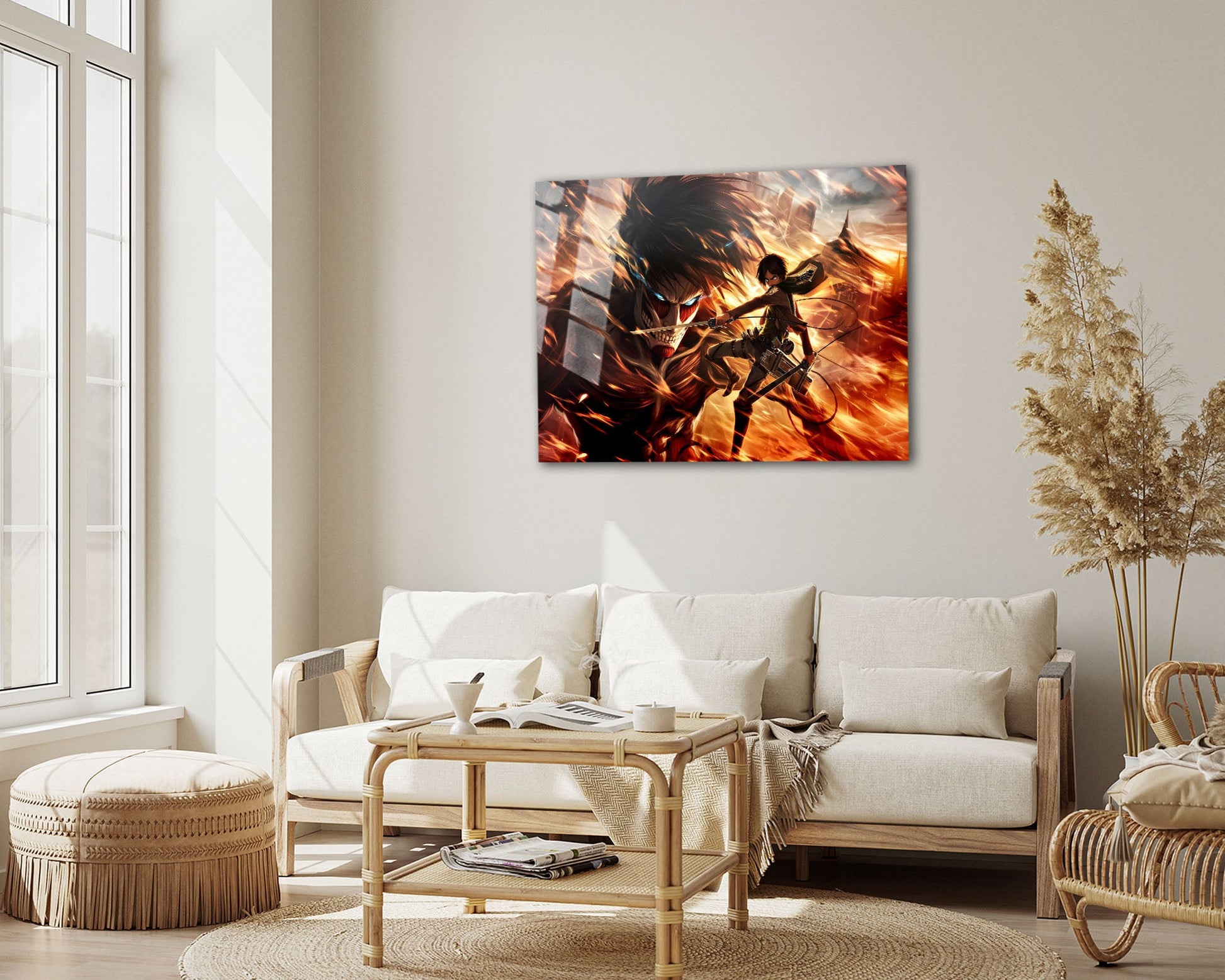 Anime Town Creations Metal Poster Landscape Attack on Titan Eren Yeager 7" x 5" Home Goods - Anime Attack on Titan Metal Poster