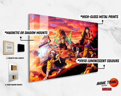 Anime Town Creations Metal Poster Landscape One Piece Crew Flames 17" x 11" Home Goods - Anime One Piece Metal Poster