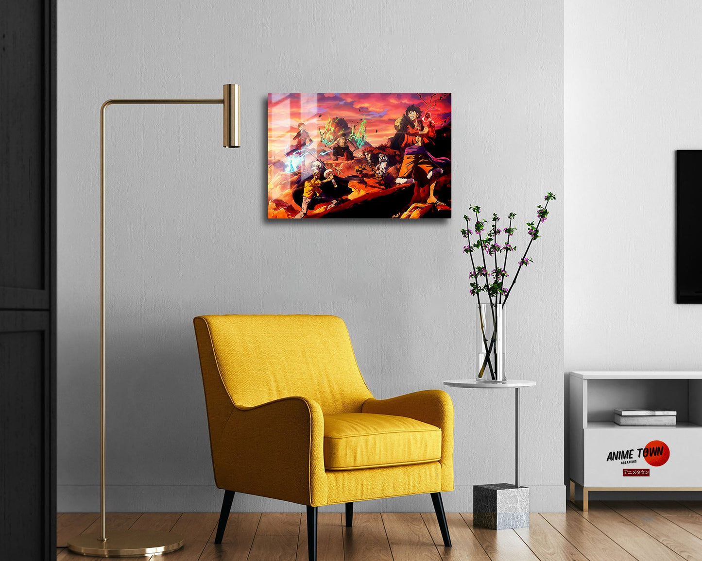 Anime Town Creations Metal Poster Landscape One Piece Crew Flames 24" x 16" Home Goods - Anime One Piece Metal Poster