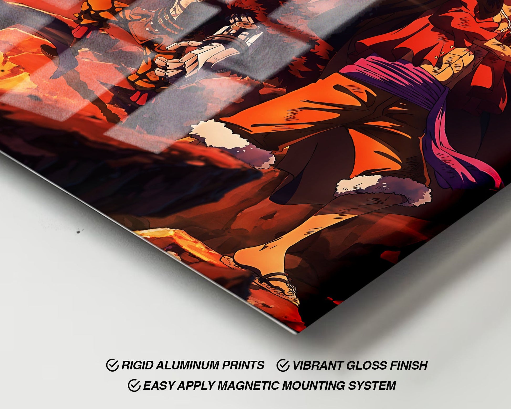 Anime Town Creations Metal Poster Landscape One Piece Crew Flames 36" x 24" Home Goods - Anime One Piece Metal Poster