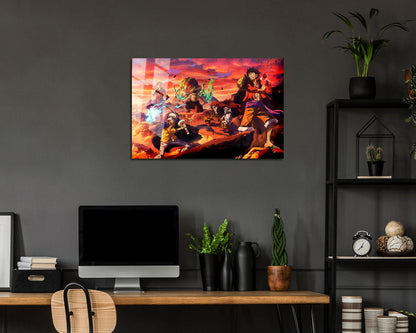Anime Town Creations Metal Poster Landscape One Piece Crew Flames 36" x 24" Home Goods - Anime One Piece Metal Poster