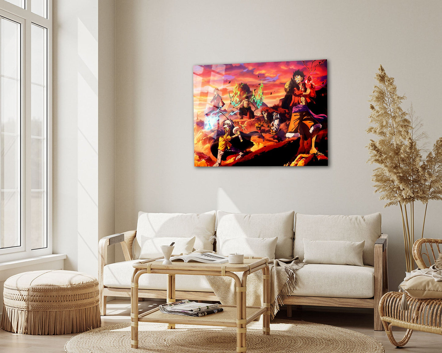 Anime Town Creations Metal Poster Landscape One Piece Crew Flames 7" x 5" Home Goods - Anime One Piece Metal Poster