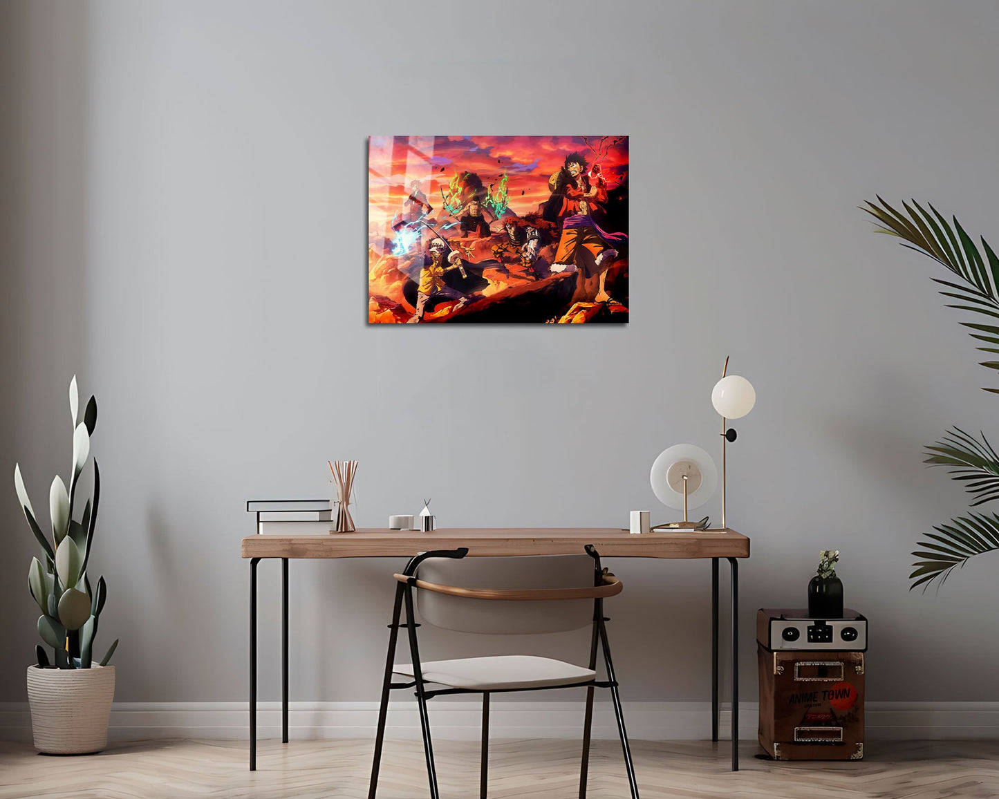 Anime Town Creations Metal Poster Landscape One Piece Crew Flames 14" x 11" Home Goods - Anime One Piece Metal Poster