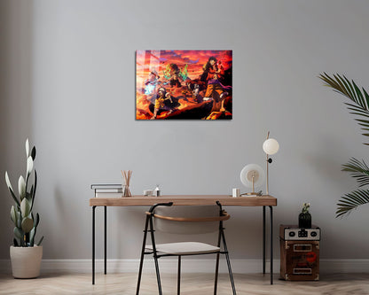 Anime Town Creations Metal Poster Landscape One Piece Crew Flames 14" x 11" Home Goods - Anime One Piece Metal Poster