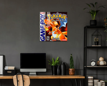 Pokemon Red Charizard Gameboy Cover Metal Poster