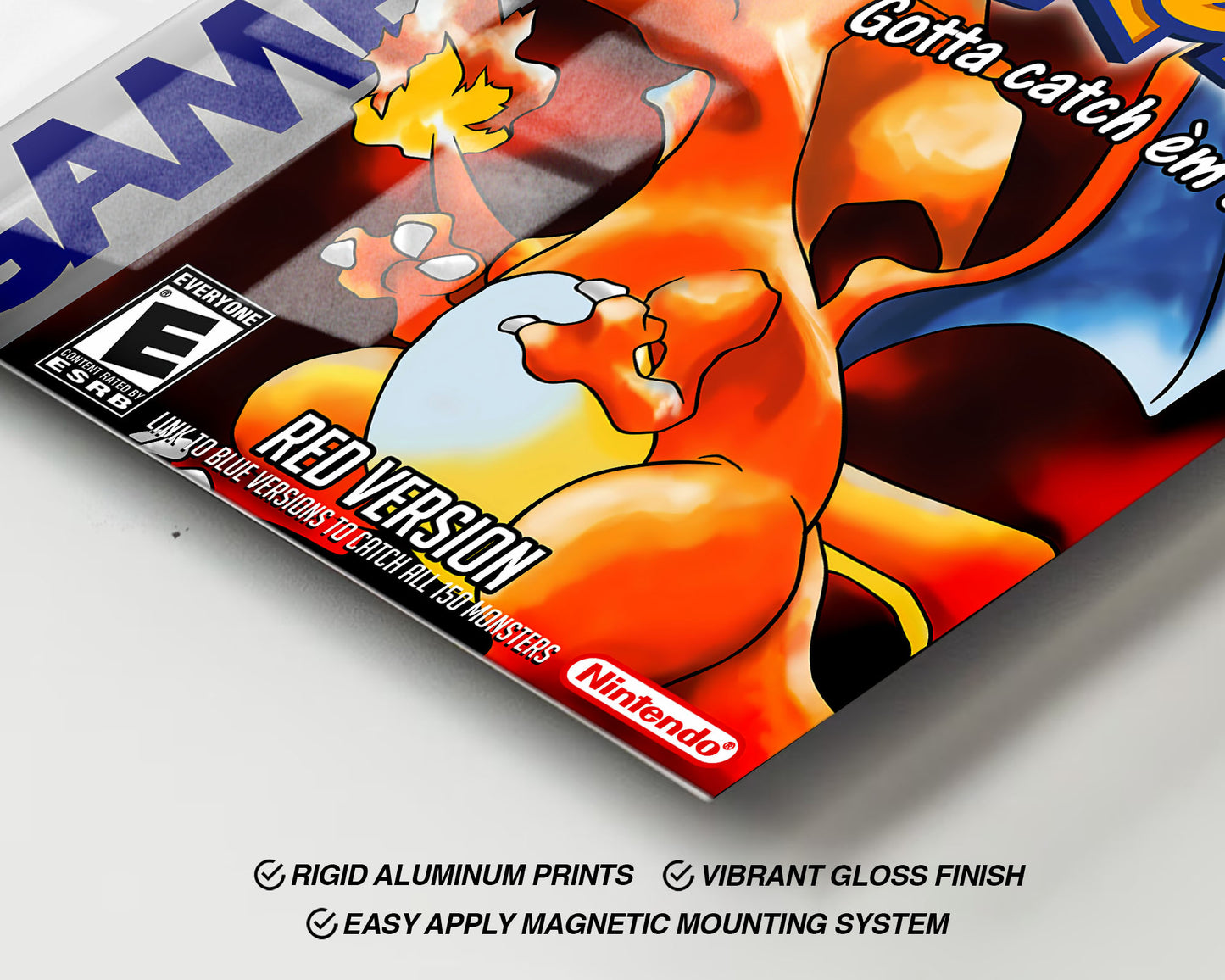 Pokemon Red Charizard Gameboy Cover Metal Poster